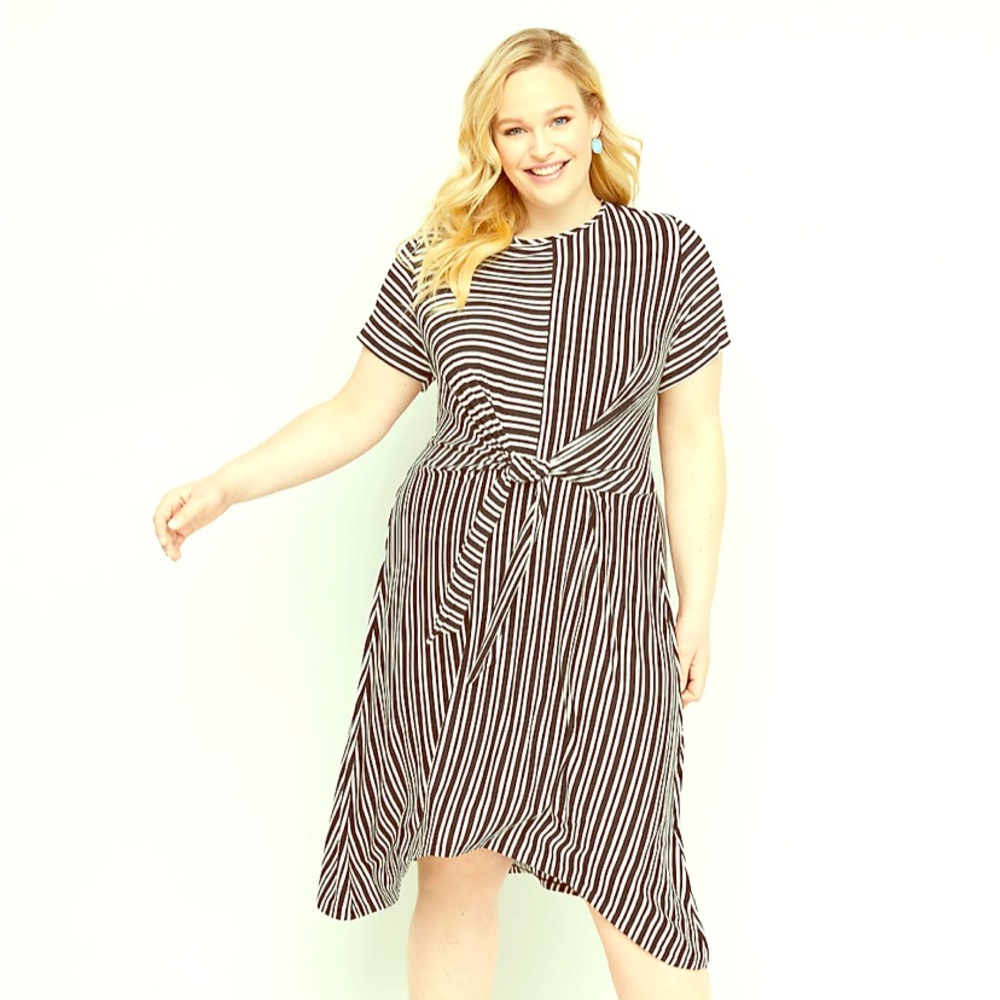 Black and white striped dress